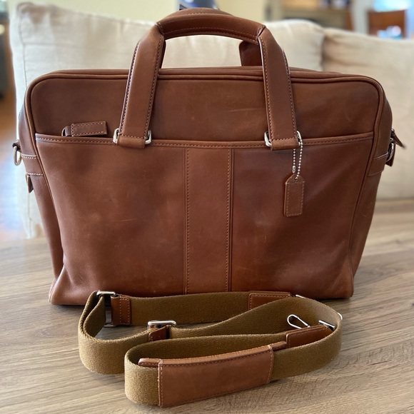 Coach Hudson Leather Briefcase Messenger Bag - Picture 1 of 15